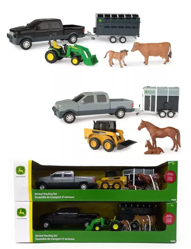 1:32 Scale Pickup And Livestock Trailer Set Assorted