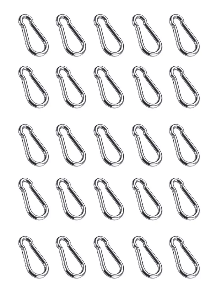 1/4" x 2-3/8" Zinc-Plated Spring Loaded Snap Hook Caribener Clips for Keychain, Backpack, Outdoors 40340