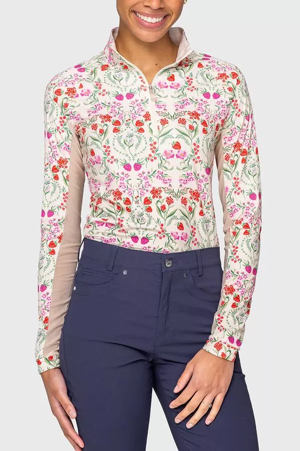 1/4 Zip Sun Shirt | Red Scandinavian Berries