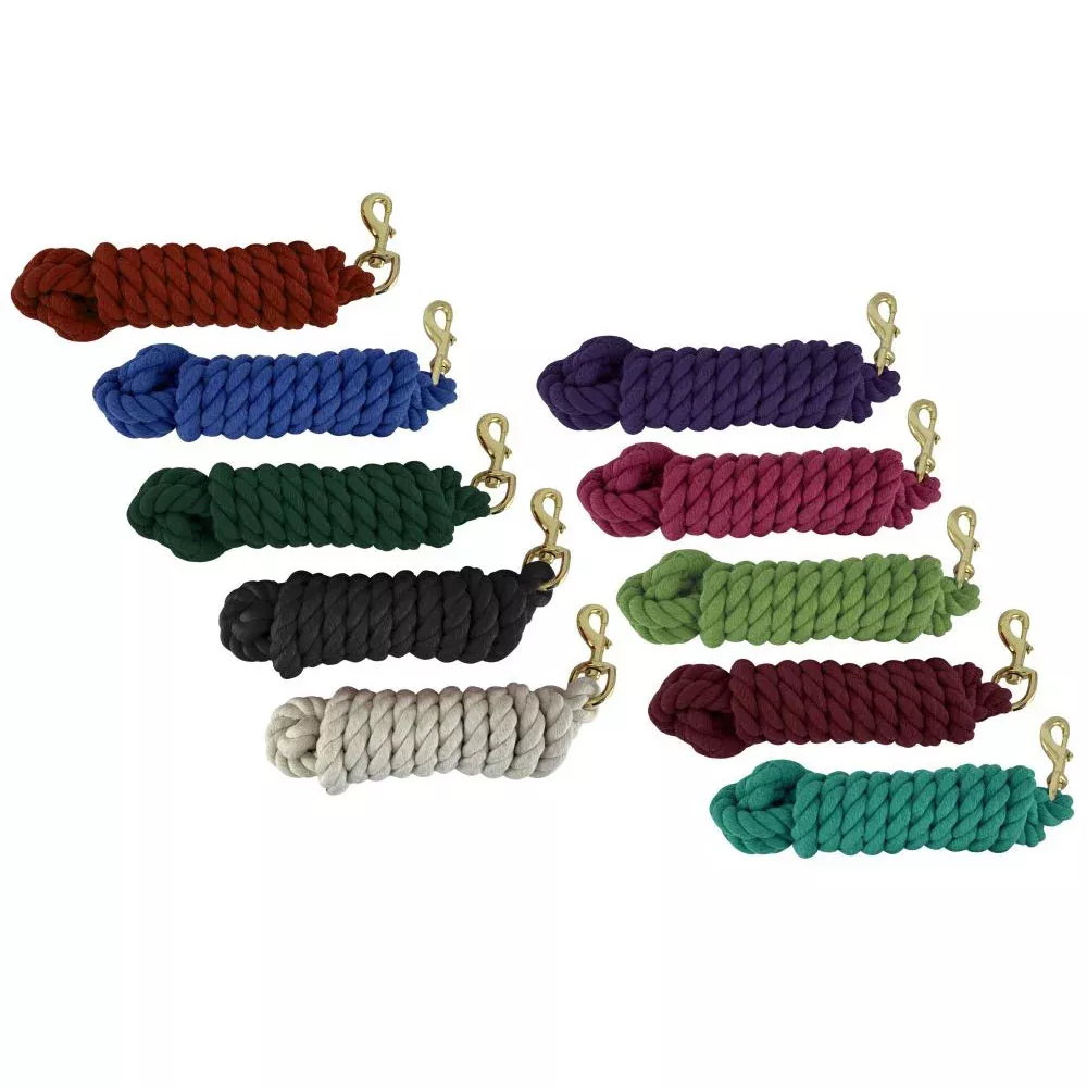 10' Braided Cotton Lead with Brass Snap - Assorted Colors