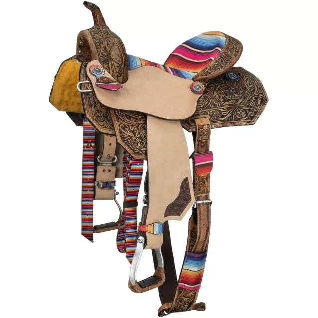 14" Silver Royal Serape Print Barrel Saddle