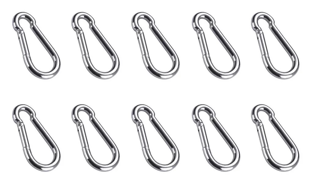 3/8" x 4" Zinc-Plated Spring Loaded Snap Hook Caribener Clips for Keychain, Backpack, Outdoors 40333