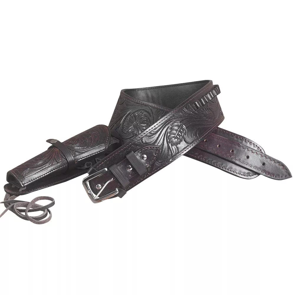 40 In Hilason Western Gun Holster Rig Caliber Hand Tooled Leather Cowboy