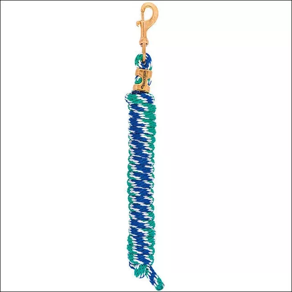 5/8" X 8' Weaver Polypropylene Soft Lead Rope W/ Solid Brass 225 Snap Blue Green