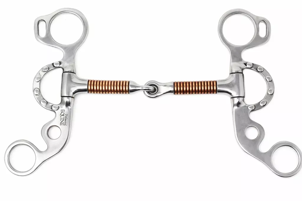 5" Short Shank Argentine Copper Wire Wrapped Mouth Snaffle Studded Bit 35666B