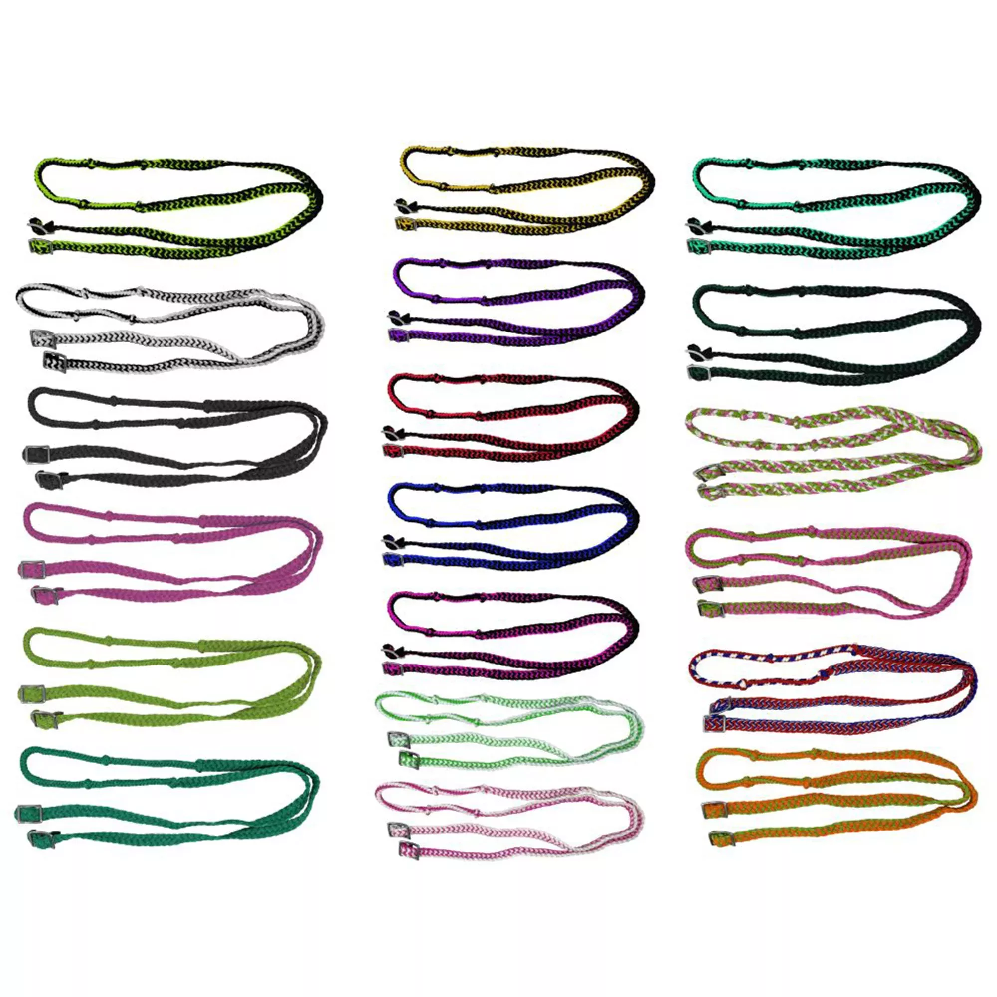 7' Braided Nylon Barrel Reins with Easy Grip Knots