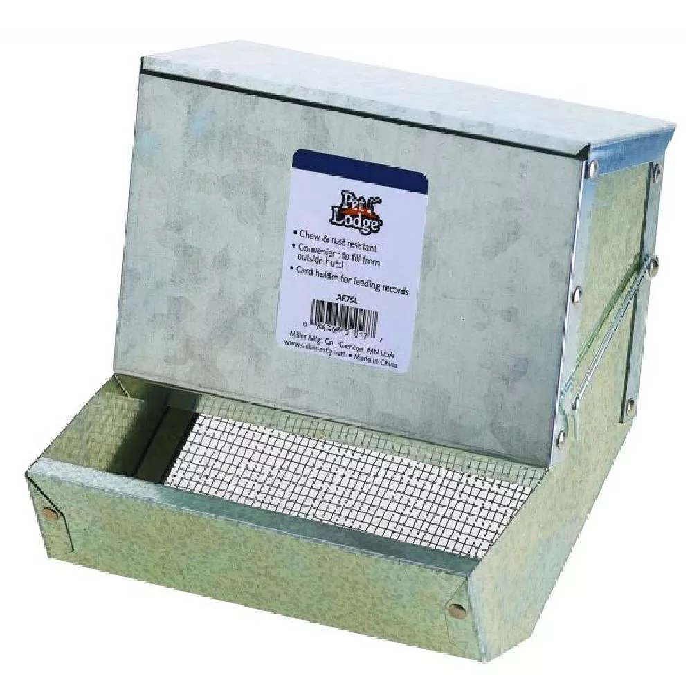 7" Metal Small Animal Feeder with Lid and Sifter Bottom