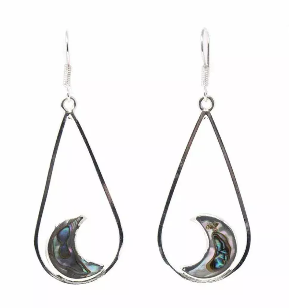 Abalone Half Moon Teardrop Earrings