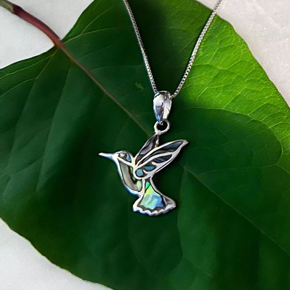 Abalone Hummingbird Necklace - Sterling Silver, Indonesia