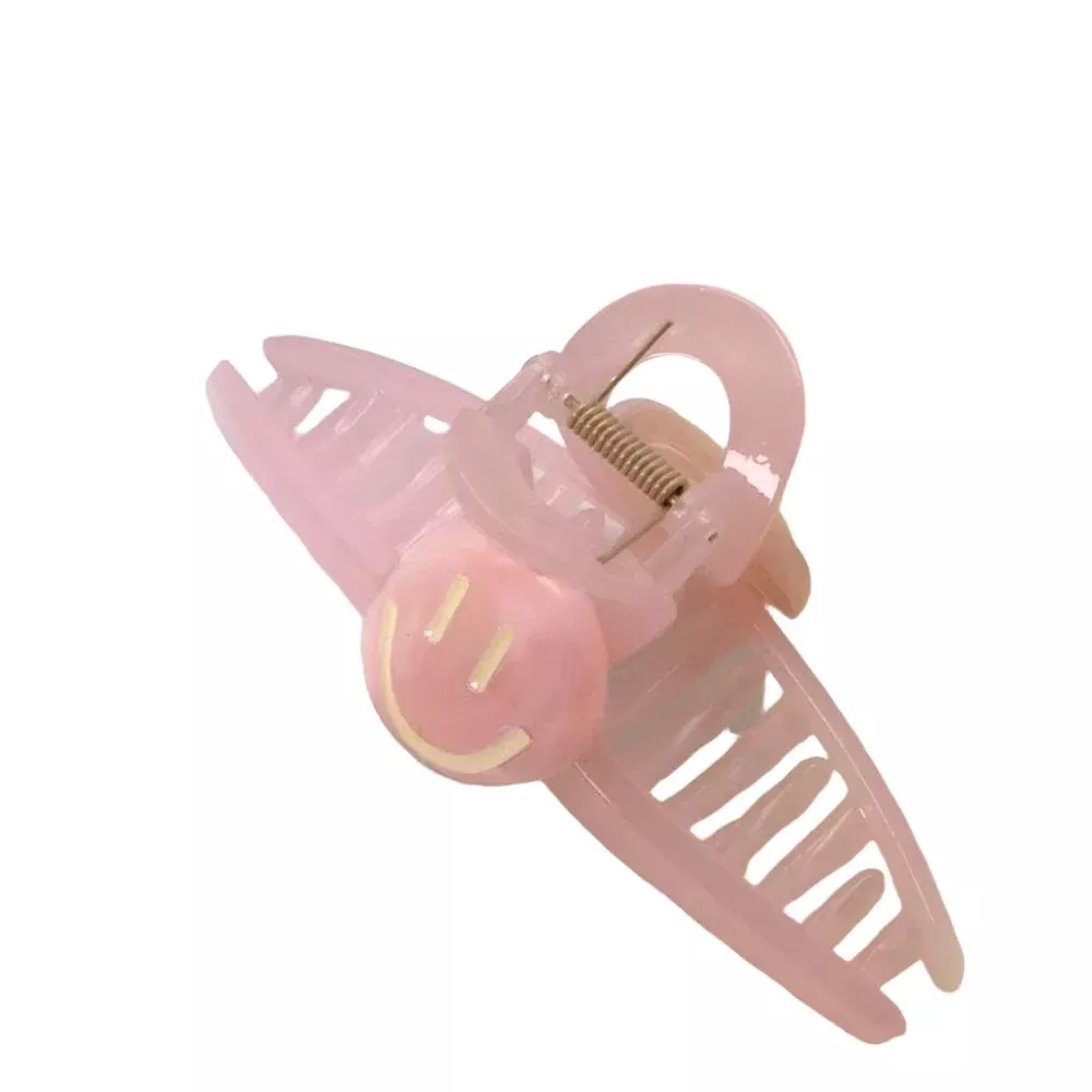 Acrylic Smiley Hair Claw Clip - Pink