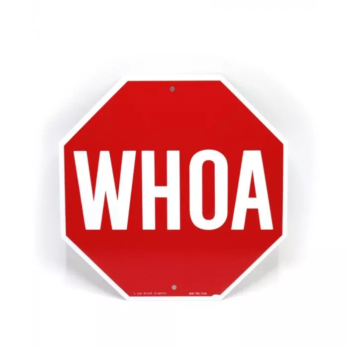 Aluminum "Whoa" Sign