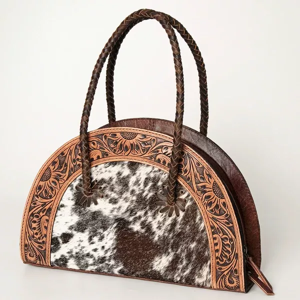 American Darling Hand Tooled Cowhide Taco Shoulder Purse