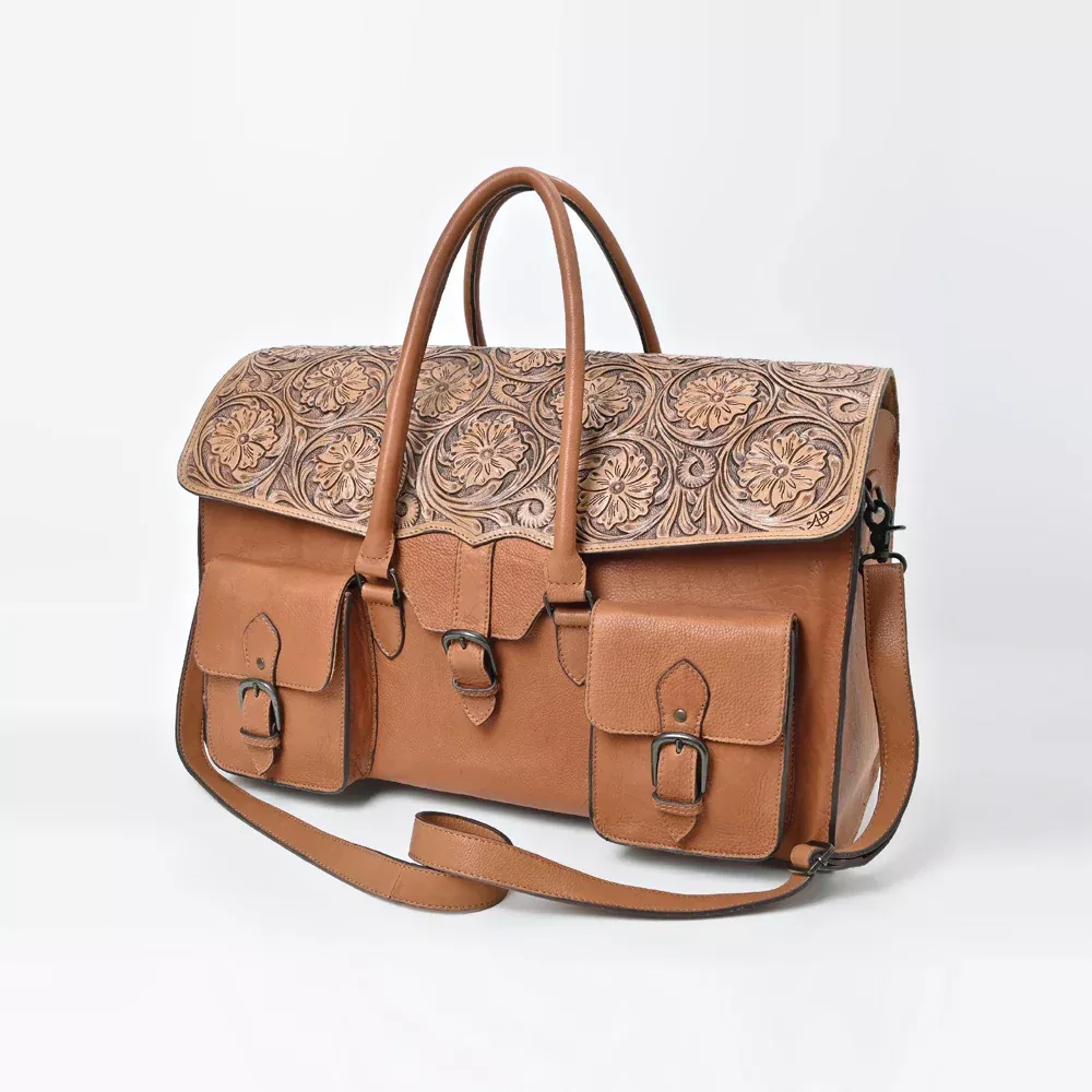 American Darling Hand-Tooled Genuine Leather Briefcase Bag