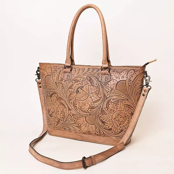American Darling Hand-Tooled Western Leather Tote Bag