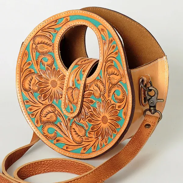 American Darling Hobo Bag, Hand Tooled Floral Carved Vegetable-Tanned Leather, Western Handcrafted Shoulder Purse
