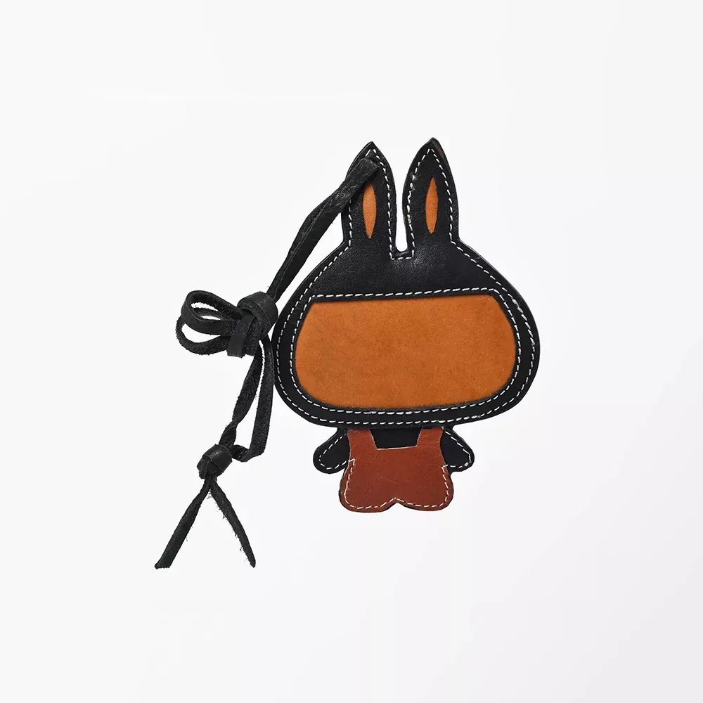 American Darling Leather Bunny Character Bag Charm Keychain Accessory