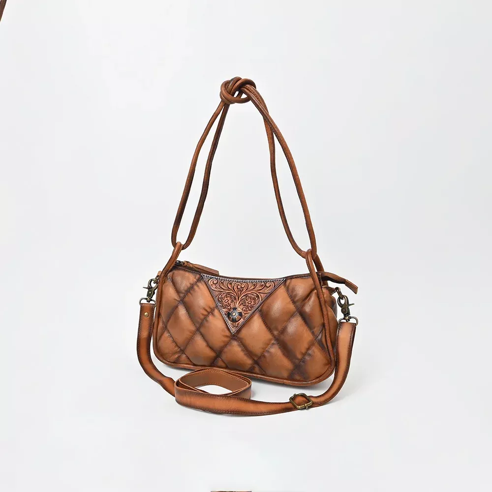 American Darling Premium Quilted Leather with Handles – Elegant Structured Tote for Women