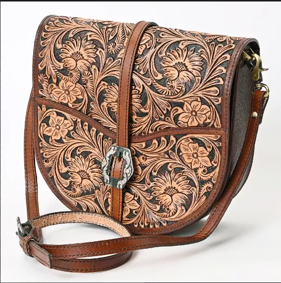 American Darling Tooled Lthr Front Flap Shoulder Bag ADBGA352