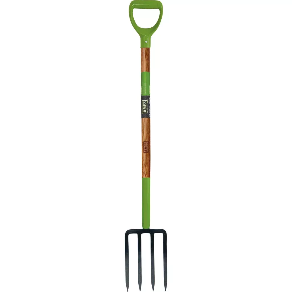 Ames Forged 4-Tine Spading Fork with Poly D-Grip Handle, 45 in, Green