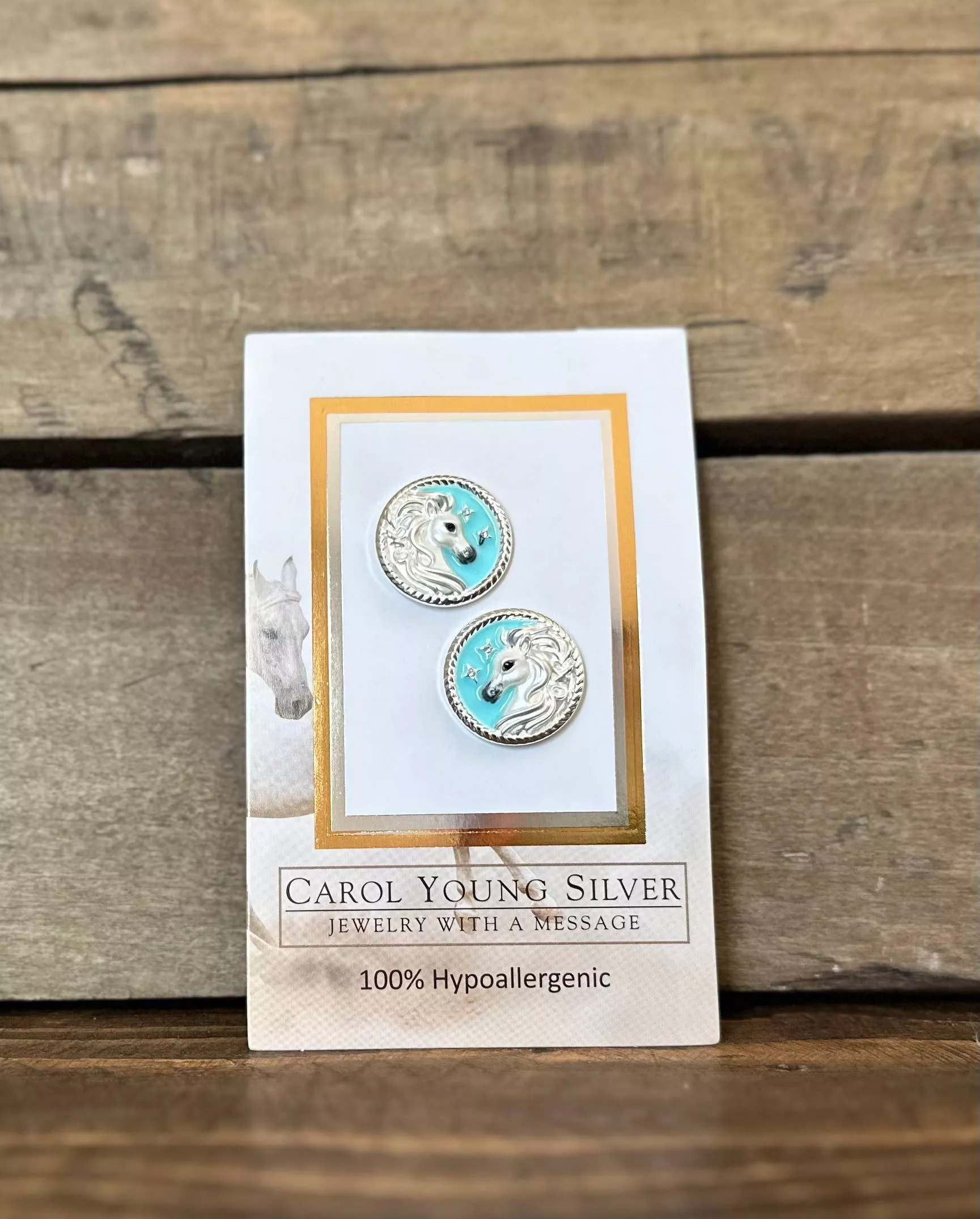 Arabian horse face Disk Earrings POST / Jewelry