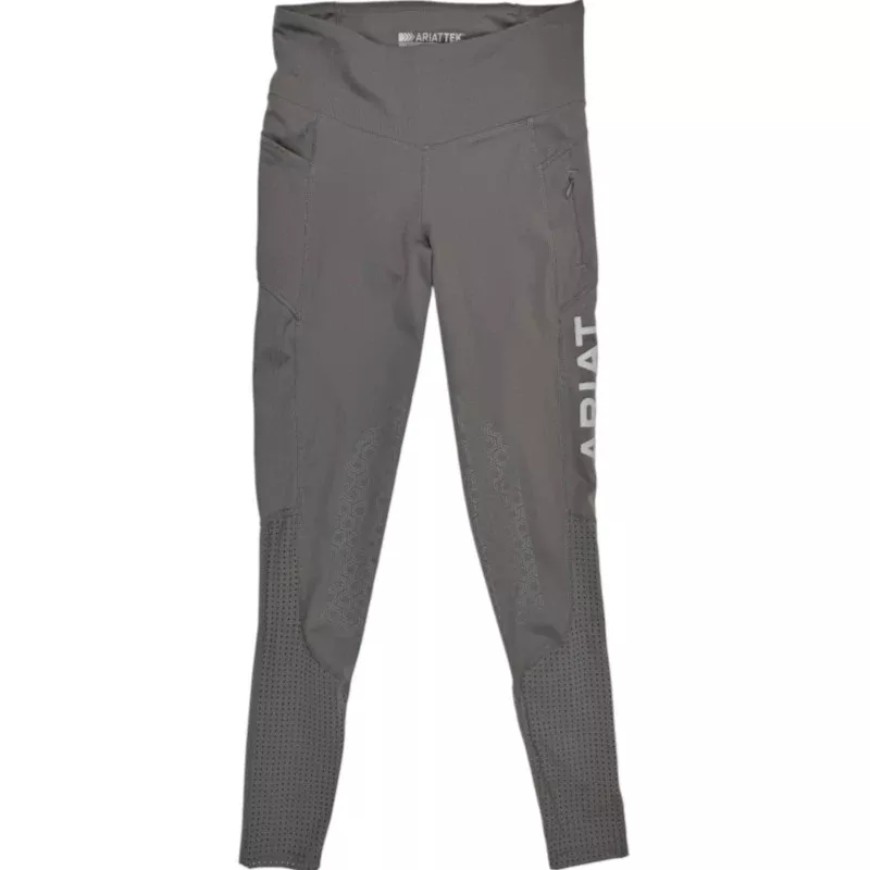 Ariat 'EOS' Knee Patch Tights in Elephant Grey - Women's XS