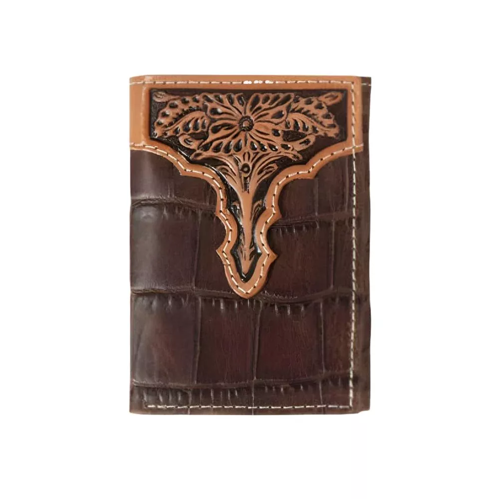 Ariat Floral Croc Tri-Fold Wallet