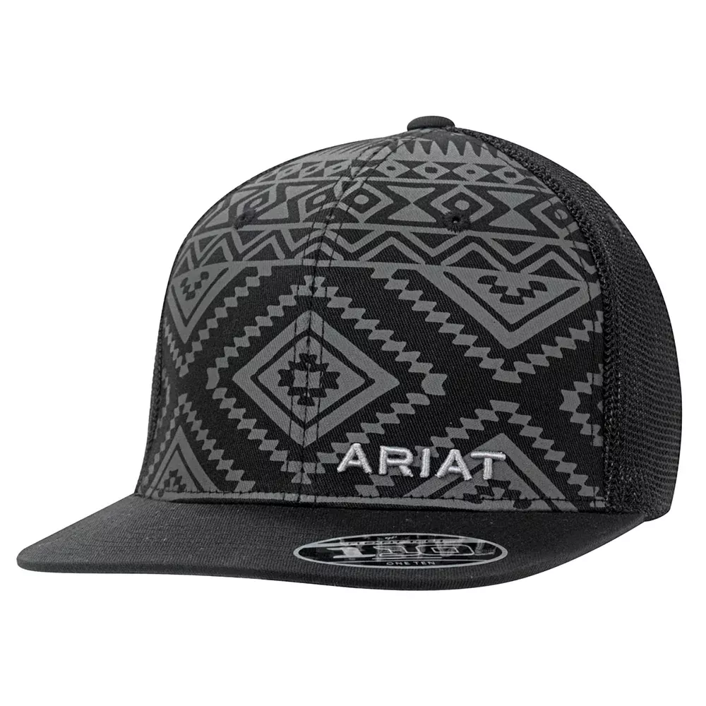 ARIAT Men's Aztec Black Flat Bill Cap