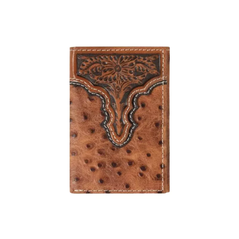 Ariat Ostrich Floral Tri-Fold Wallet