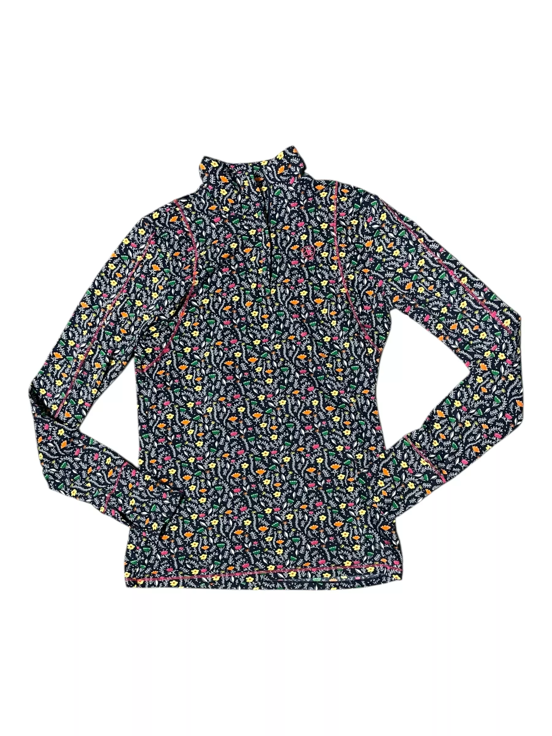 Ariat Winter 1/4 Zip Base Layer - Navy/Flowers - M - USED