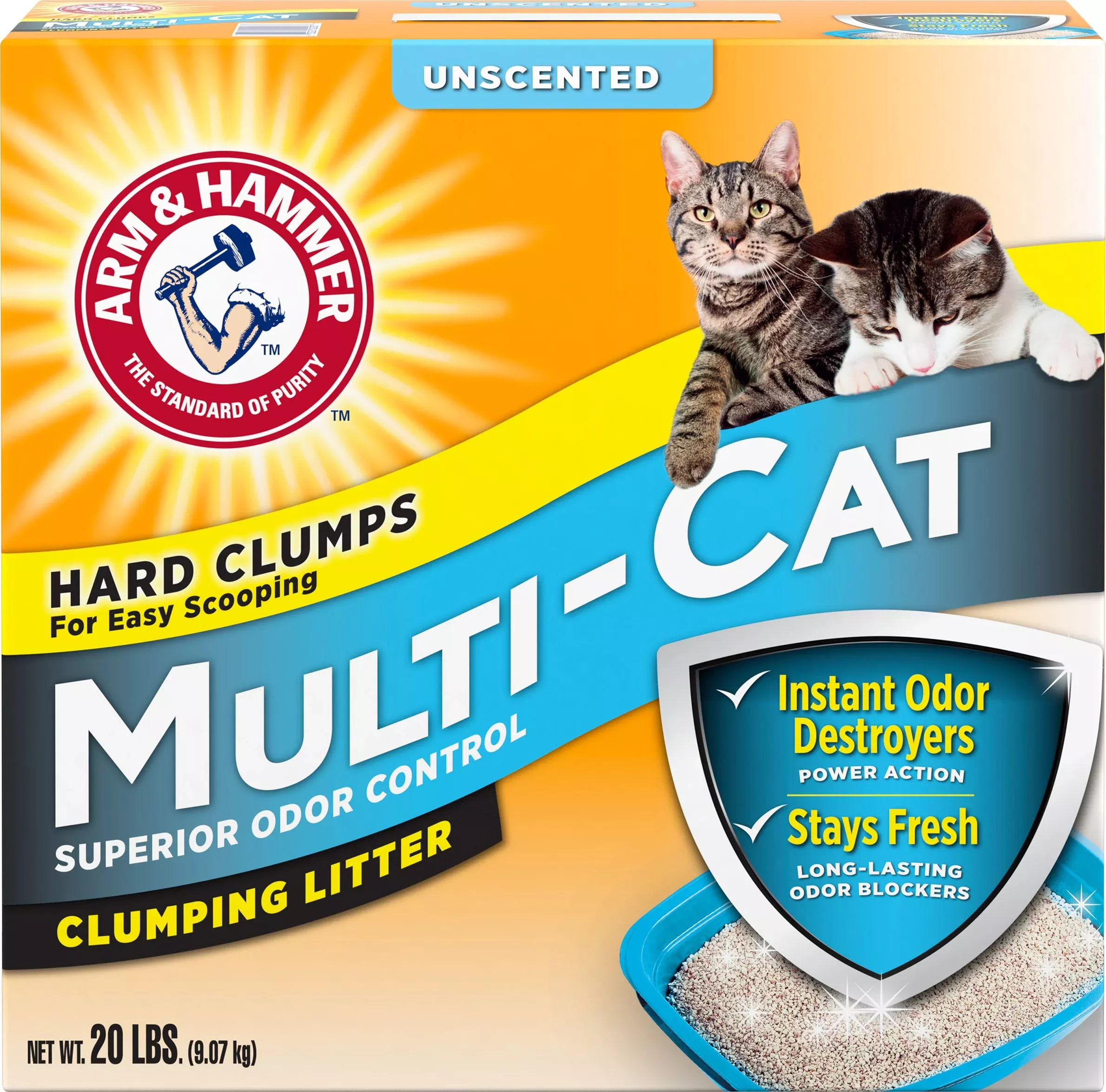 Arm & Hammer Multi-Cat Clumping Litter, Unscented, 20 Lb