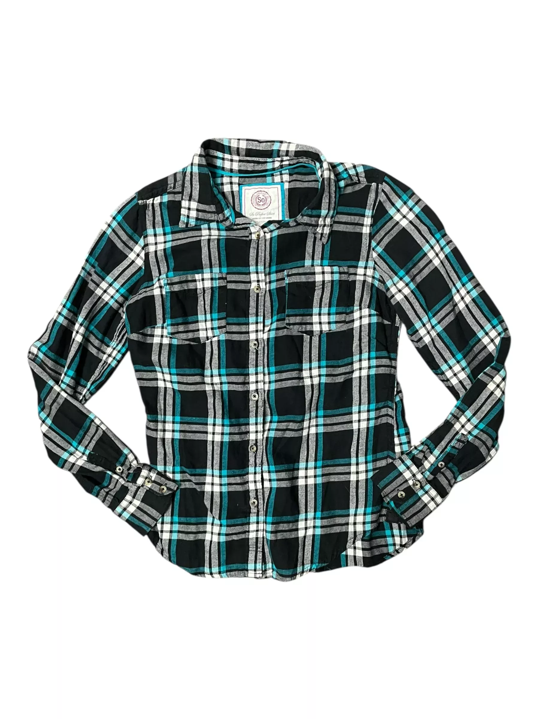Authentic American Heritage Button Down - Black/Blue Plaid - M - USED