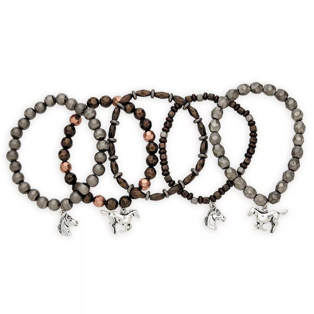 AWST International Mixed Metal-Look Stretch Bracelets – Set of 5