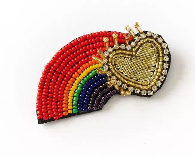 Bala Mani Beaded Rainbow Brooch Pin