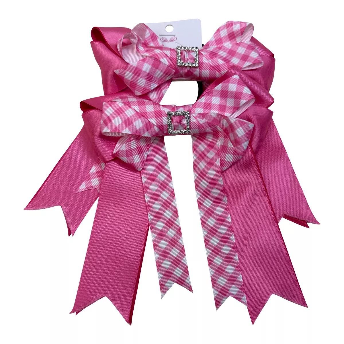 Ballerina Bows Show Bows in Pink Plaid - Pair