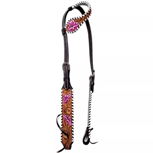 Bar H Equine Horse Leather One Ear Headstall Brown