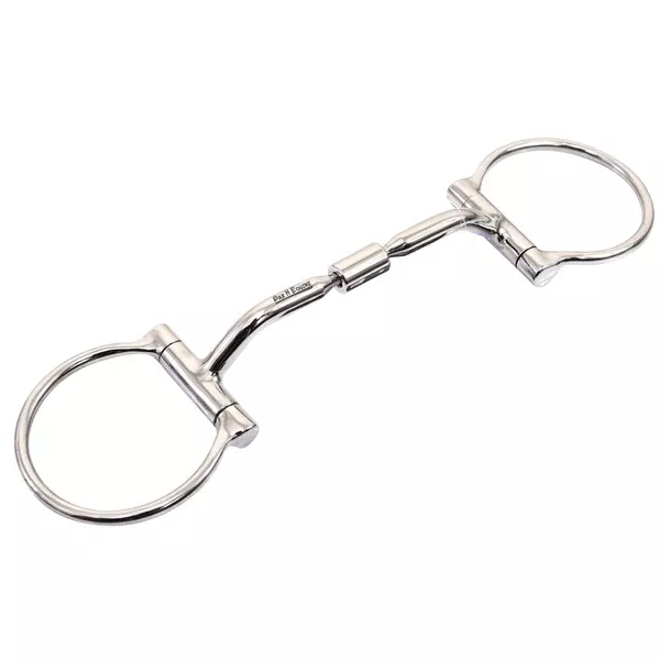 Bar H Equine Stainless Steel Small Port D Ring Bit W/Roller
