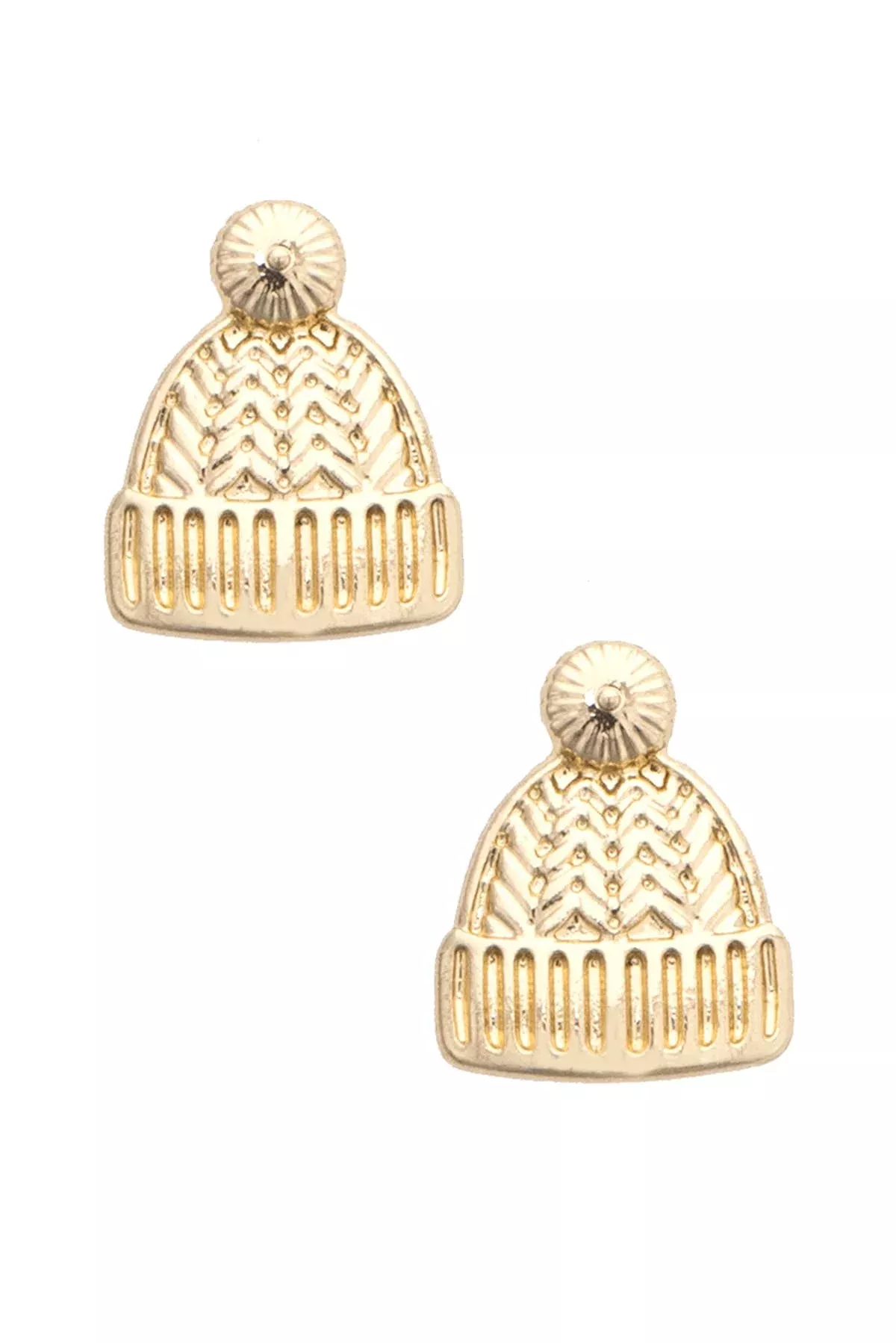Beanie Stud Earrings in Shiny Gold