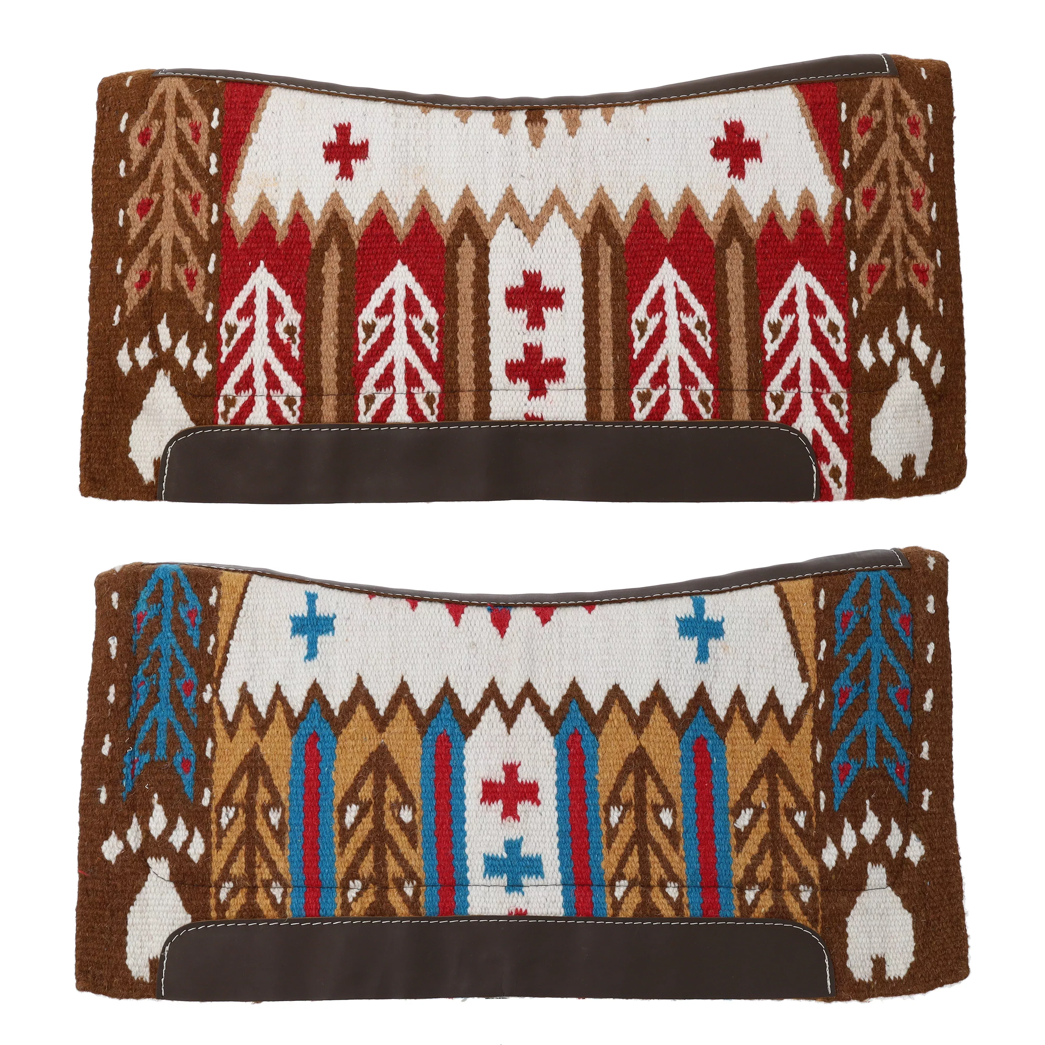 Bear Paw 36"x34" Wool Top Saddle Pad with Memory Felt Bottom - Brown/Red