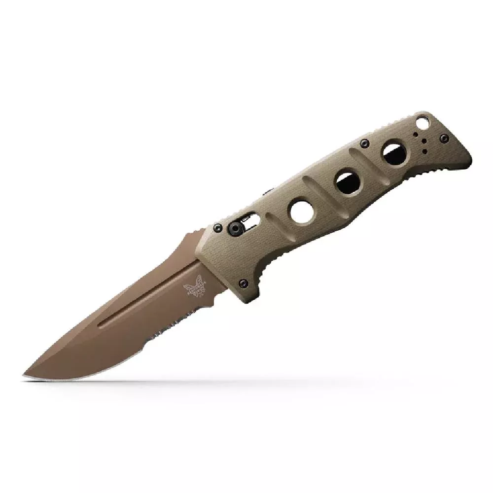 Benchmade Auto Adamas OD Green G10 Half-Serrated Knife