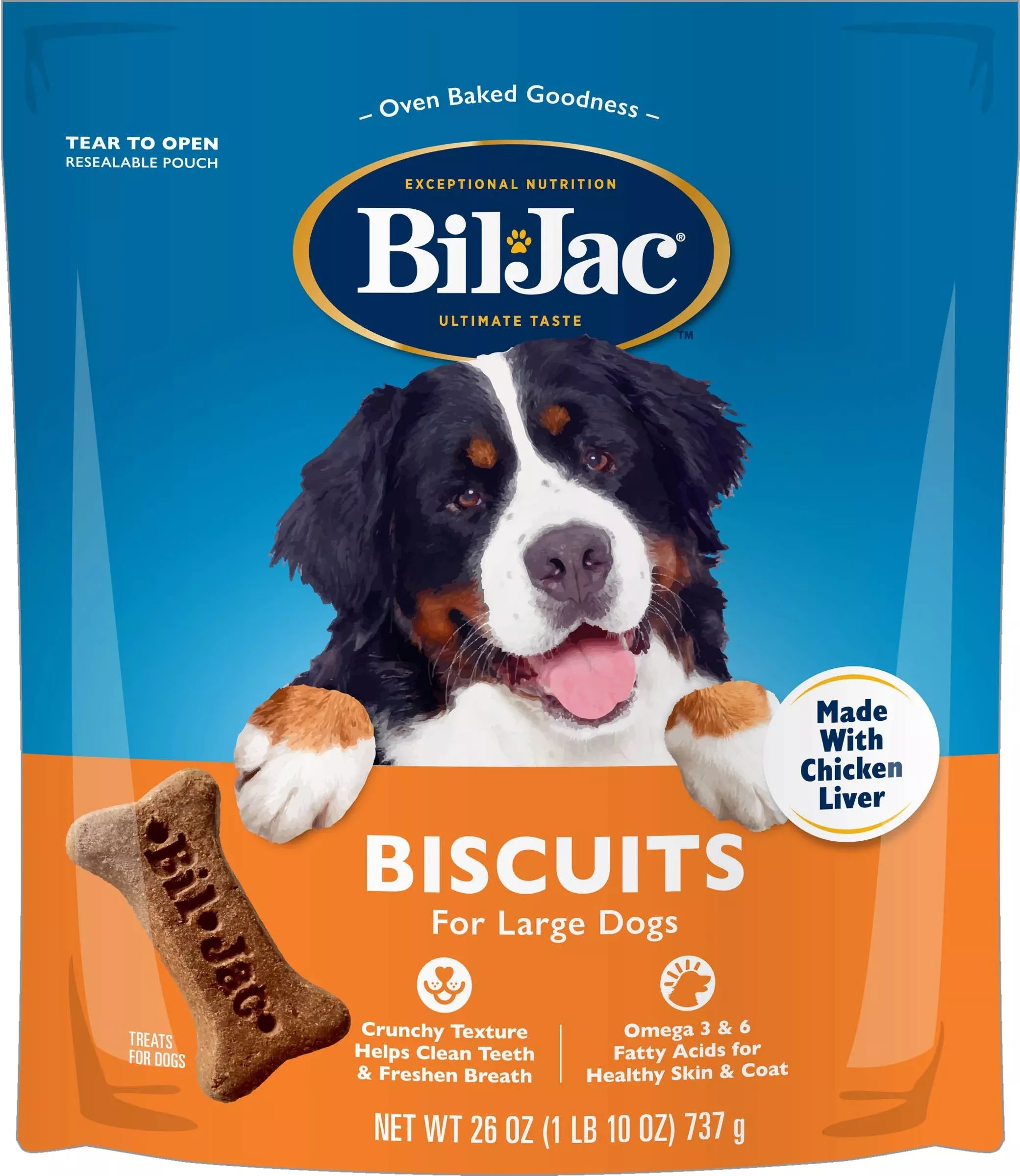 Bil-Jac Large Breed Dog Biscuits, Chicken, 26 oz