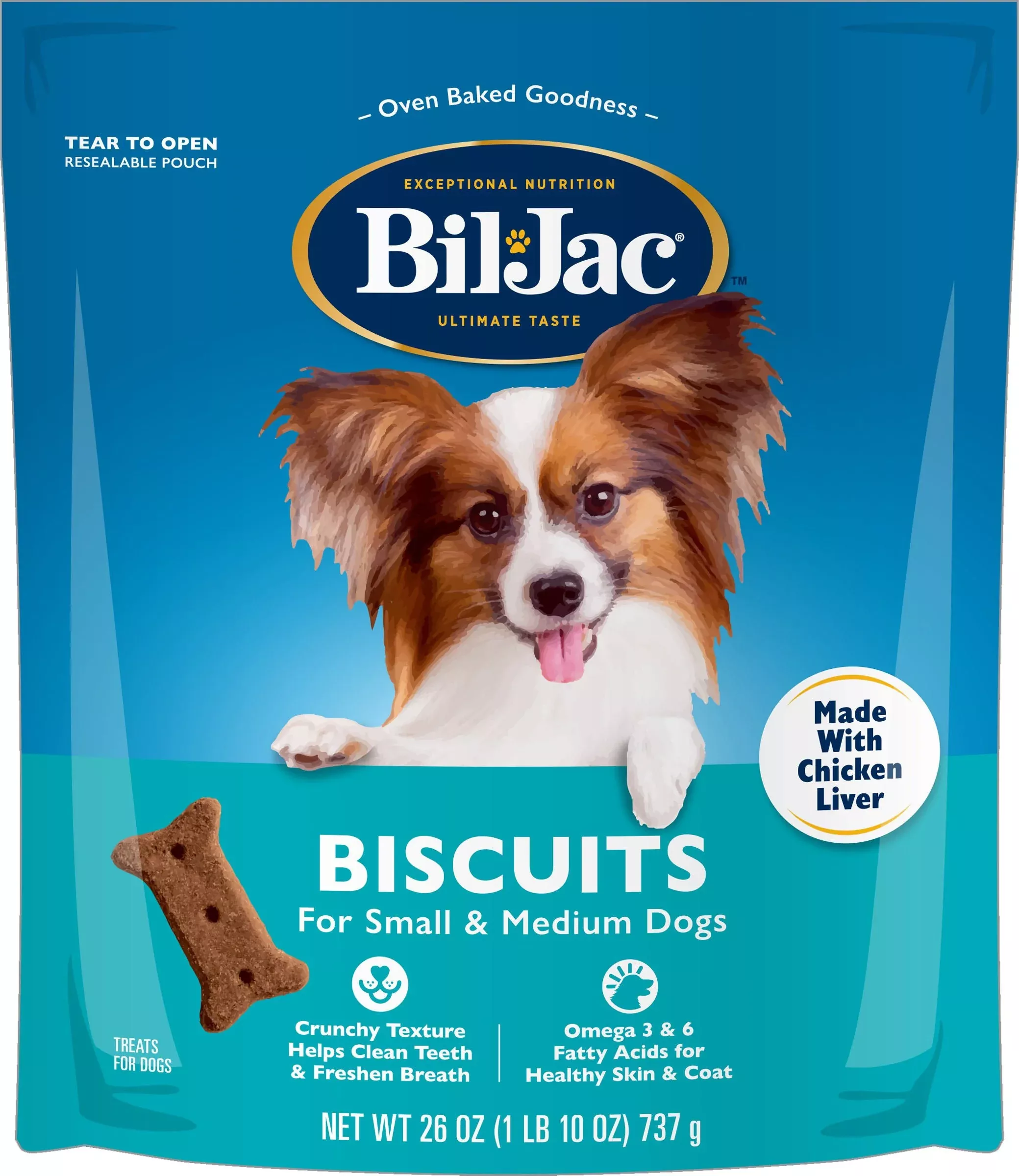 Bil-Jac Small/Medium Breed Dog Biscuits, Chicken, 26 oz