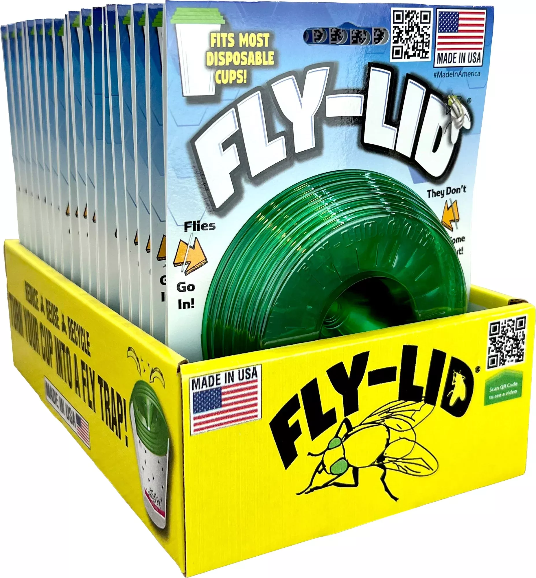 Billy Bob Fly Lid for Cups Counter Display 18-Piece