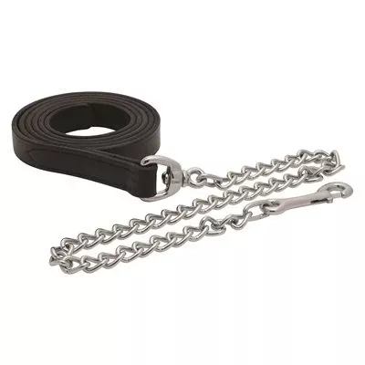 Black Leather Lead with Chain
