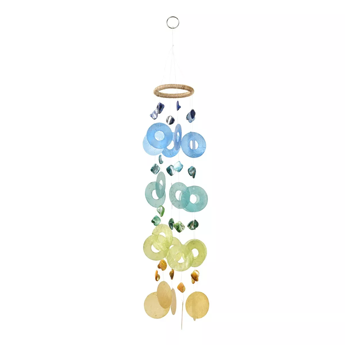 Blue / Green Capiz Chime Round