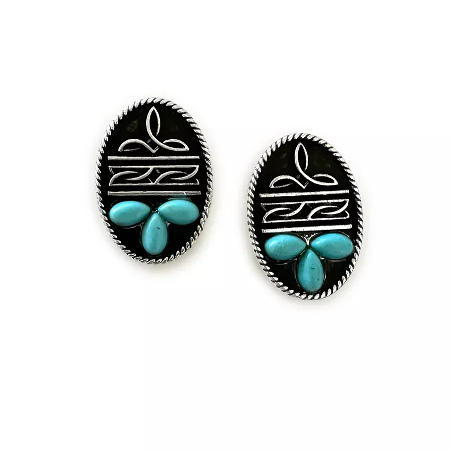 Bootstitch and Turquoise Oval Studs