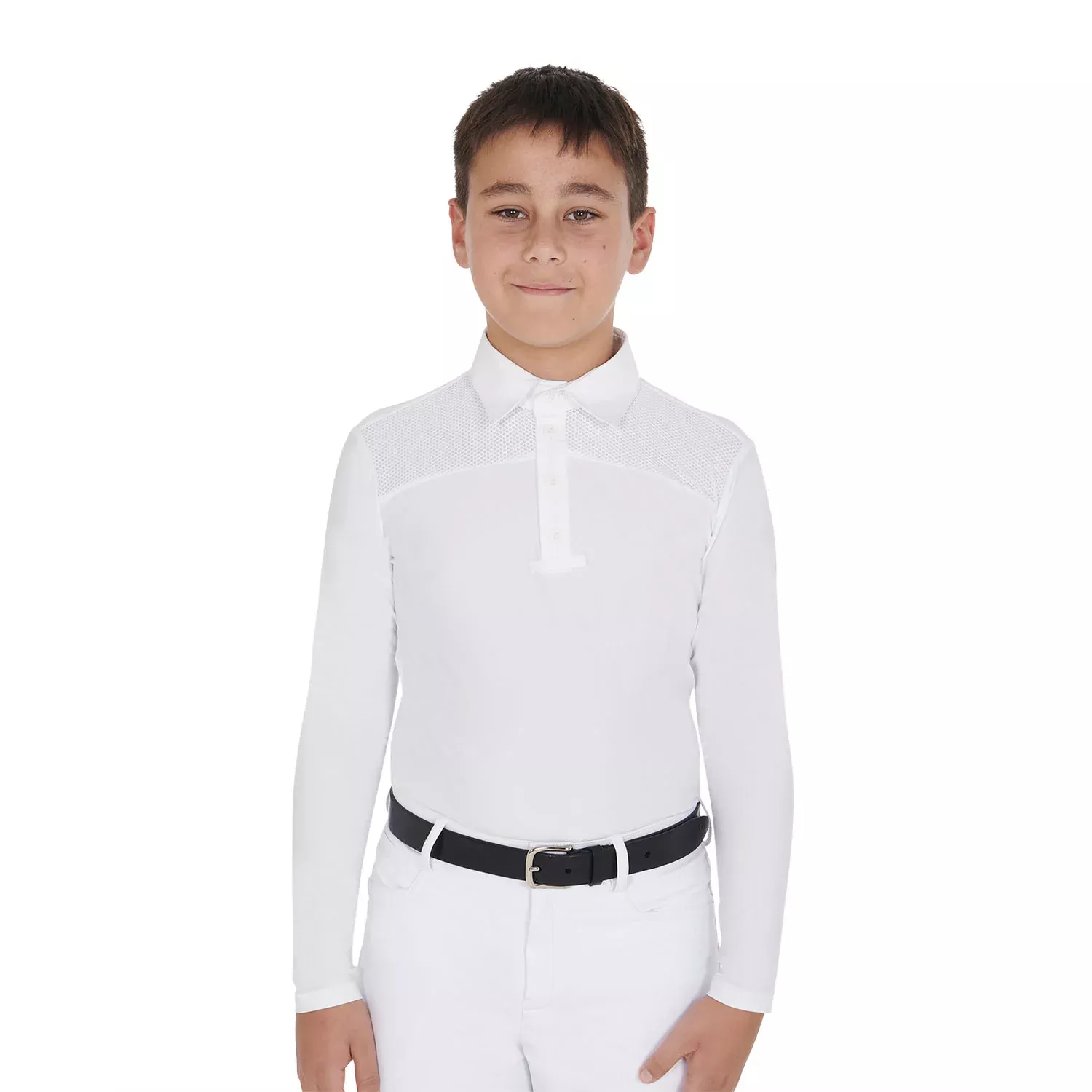 Boys Long Sleeve Show Shirt with Perforated Inserts