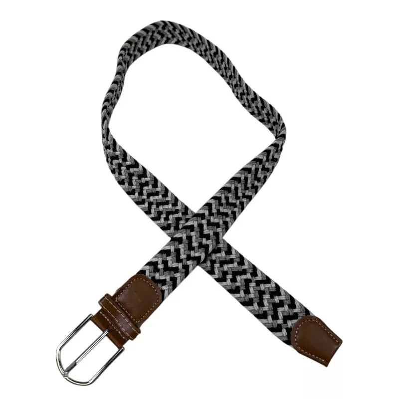 Braided Elastic Belt in Grey/Black - One Size