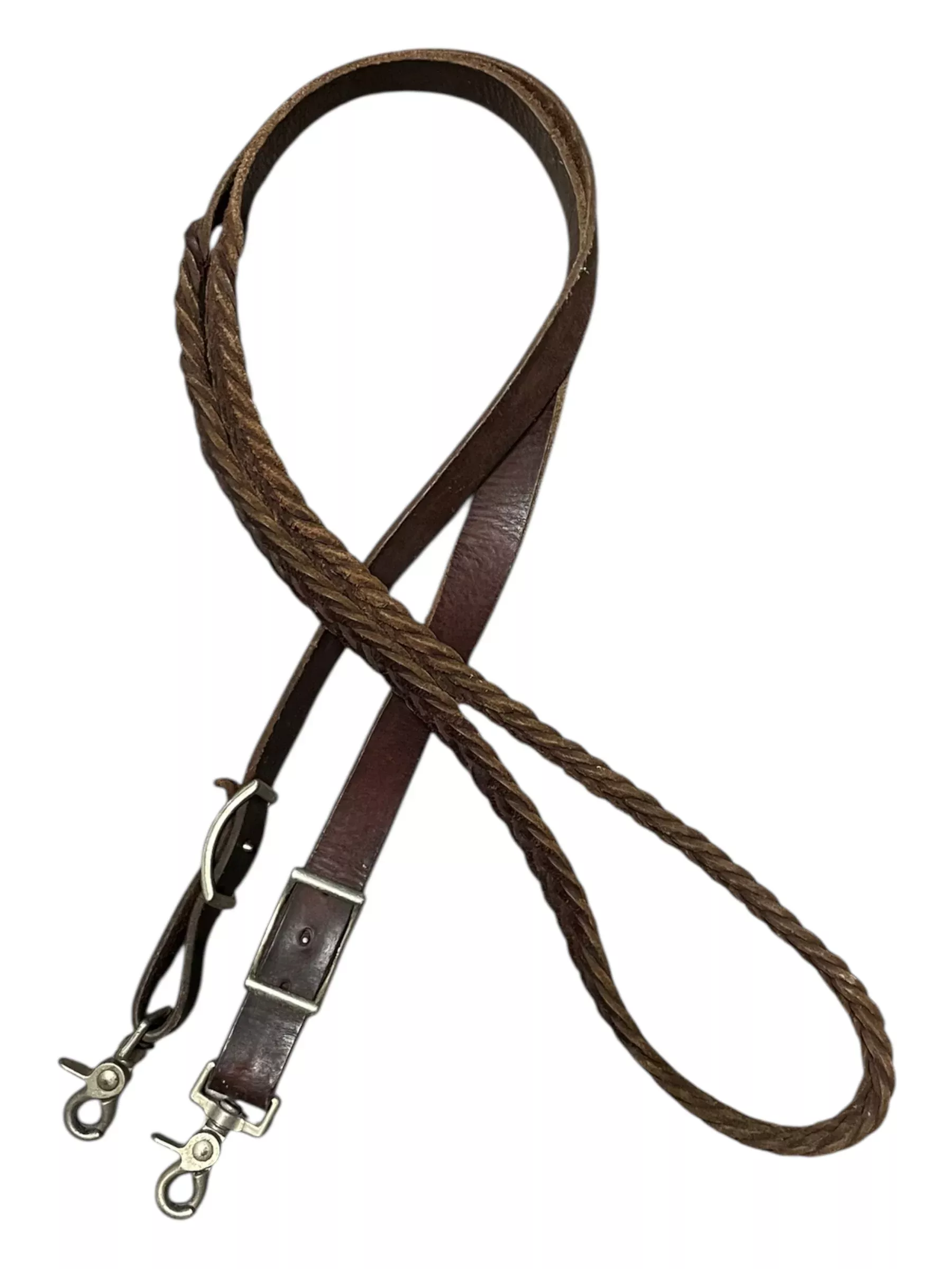 Braided Leather Roping Reins - Brown - Approx 48" - USED