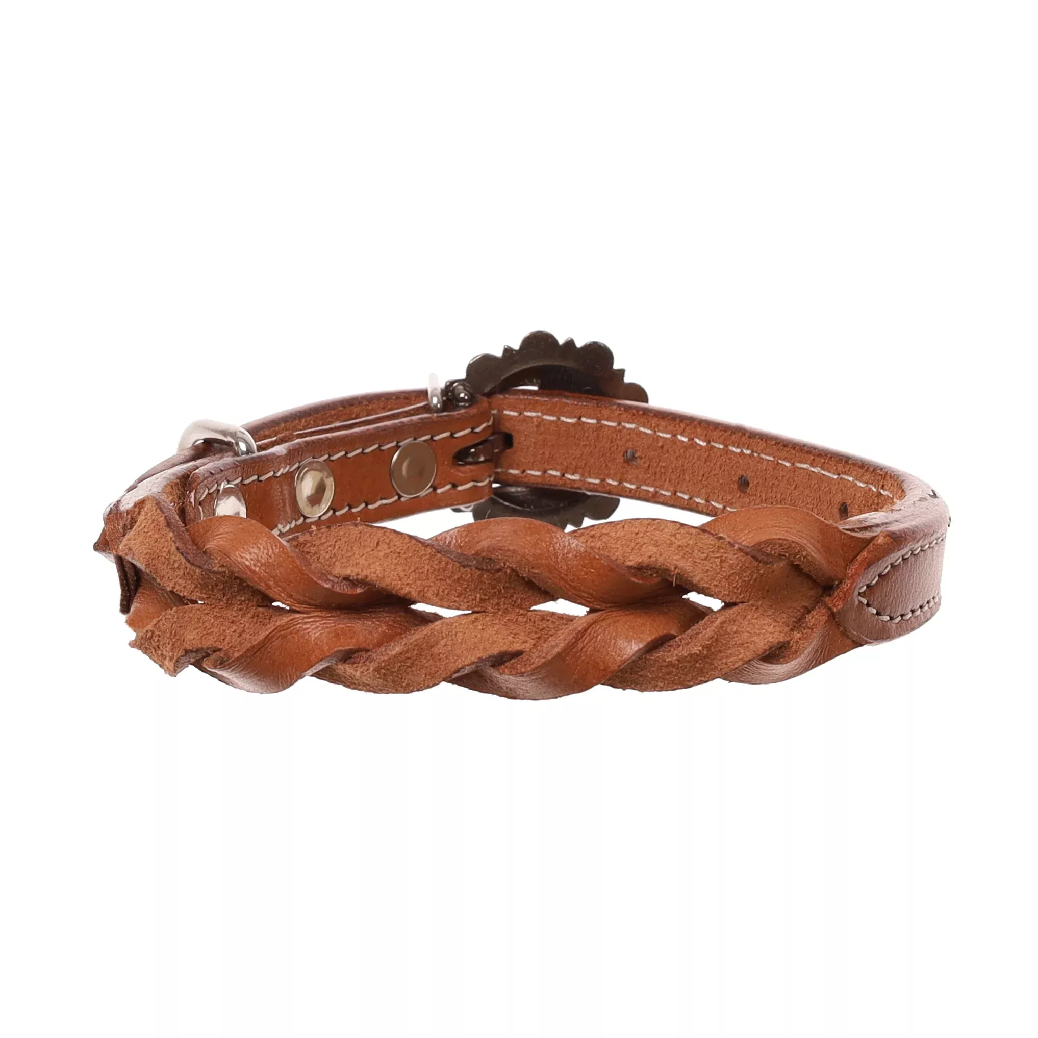 Braided Medium Oil Leather Dog Collar