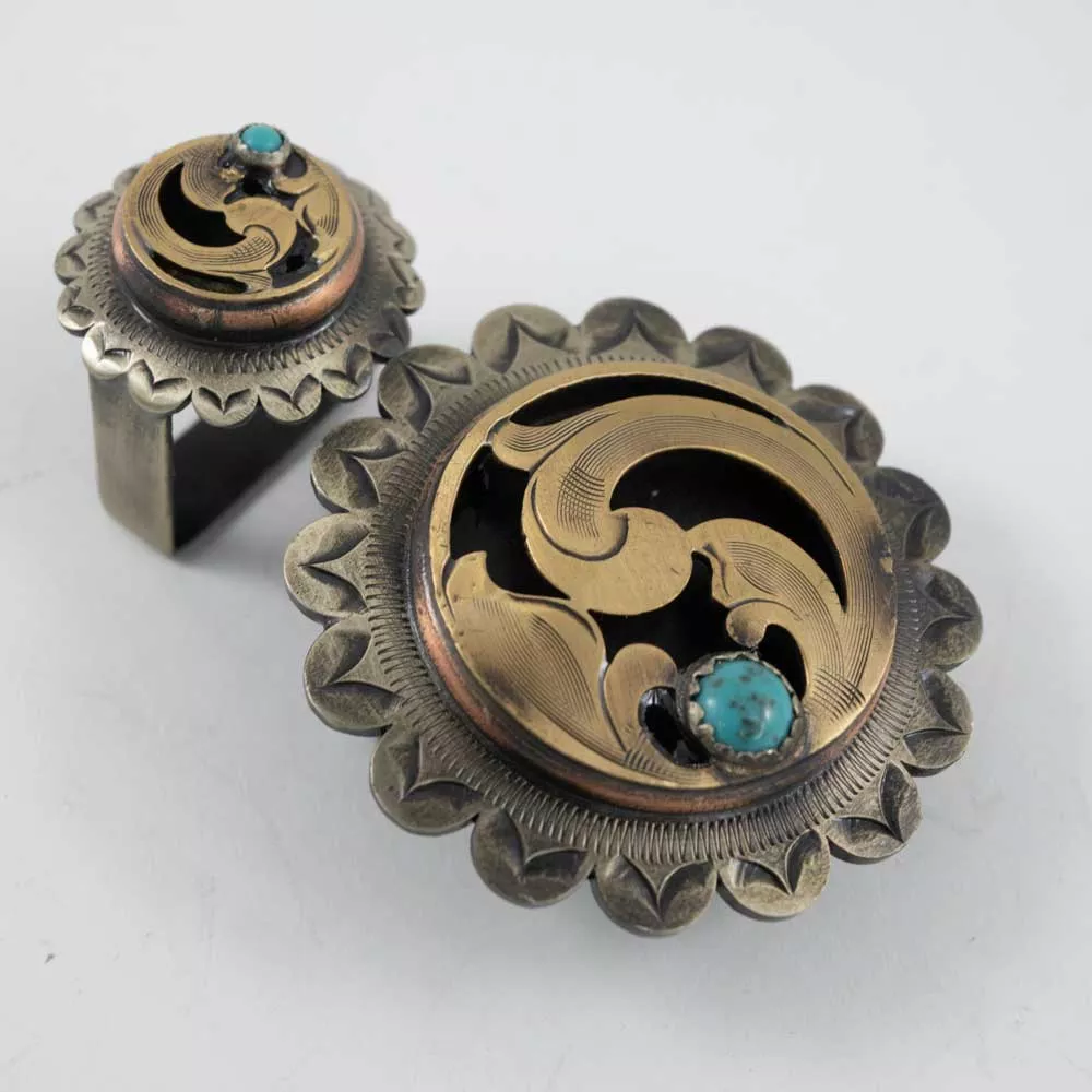 Brass Filigree Buckle Set